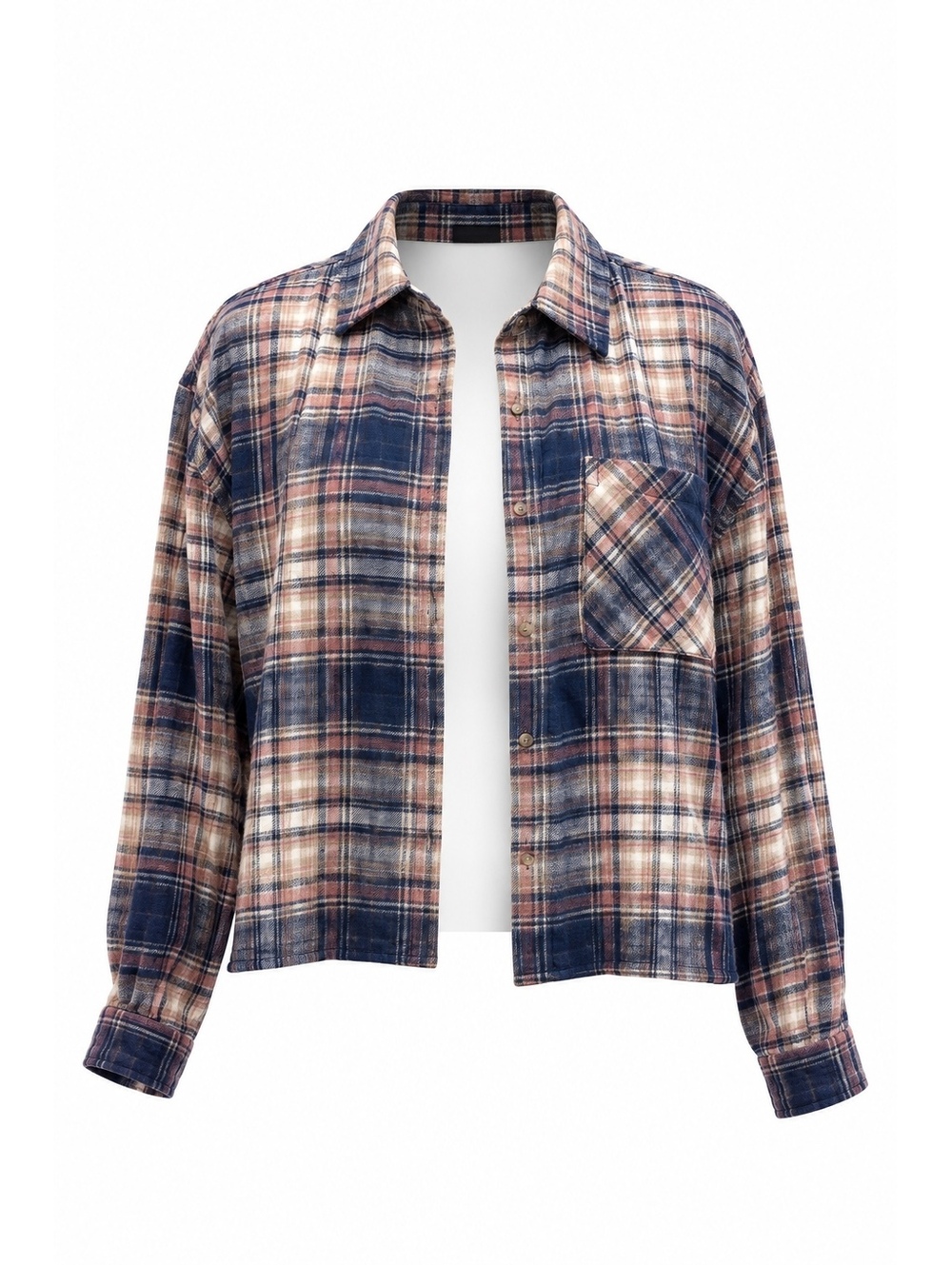 Scotch & Soda Women's Flannel Navy Pink & Cream Flannel Button Shirt Size L New